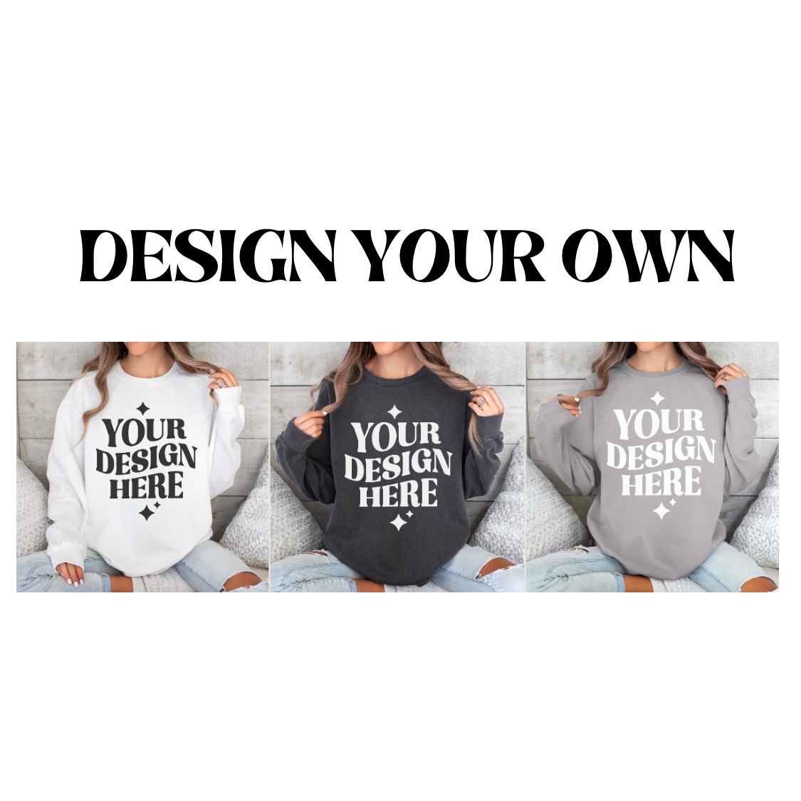 Design your own shirt with us. Upload any image or image ideas and choose your font style, shirt size and color. 