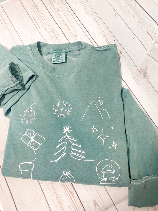 Holiday Doodle Long Sleeve Tee